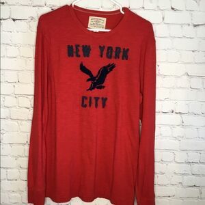 American Eagle Men's Henley‎ Neck Sweatshirt Size LT Vintage